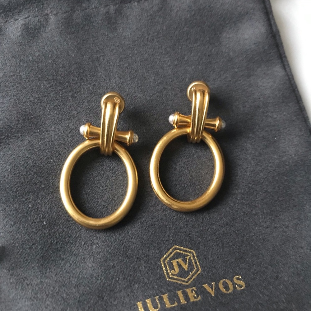 NWOT Julie Vos Gold Hoop Earrings - Picture 1 of 4